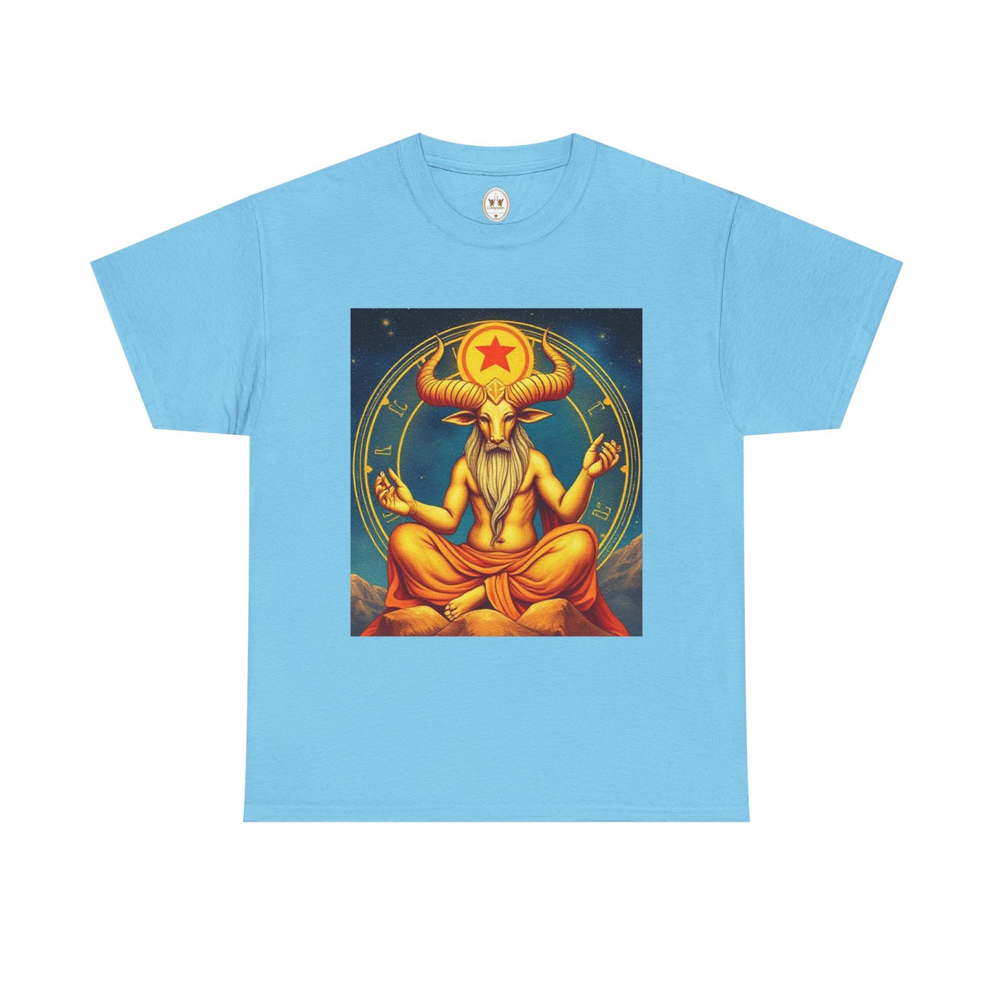 Unisex Heavy Cotton T-Shirt, Meditating Bull, Taurus Zodiac Design