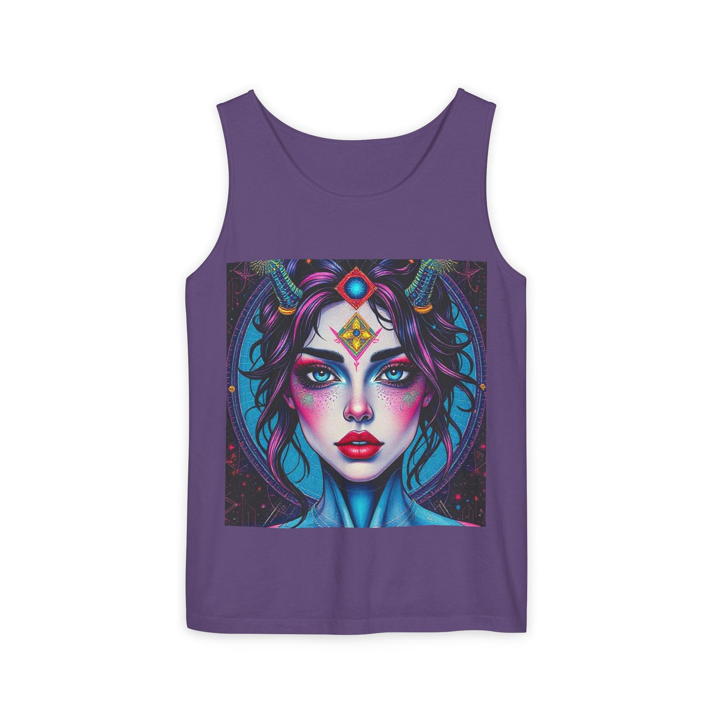 Unisex Garment-Dyed, Tank Top, Aquarius Design, Pop Art, 100% Ringspun US cotton