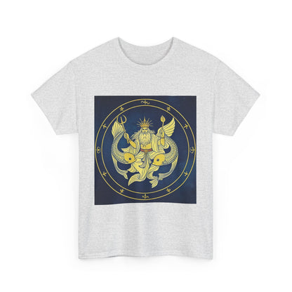 Unisex Heavy Cotton T-Shirt, King of Pisces, Zodiac Design