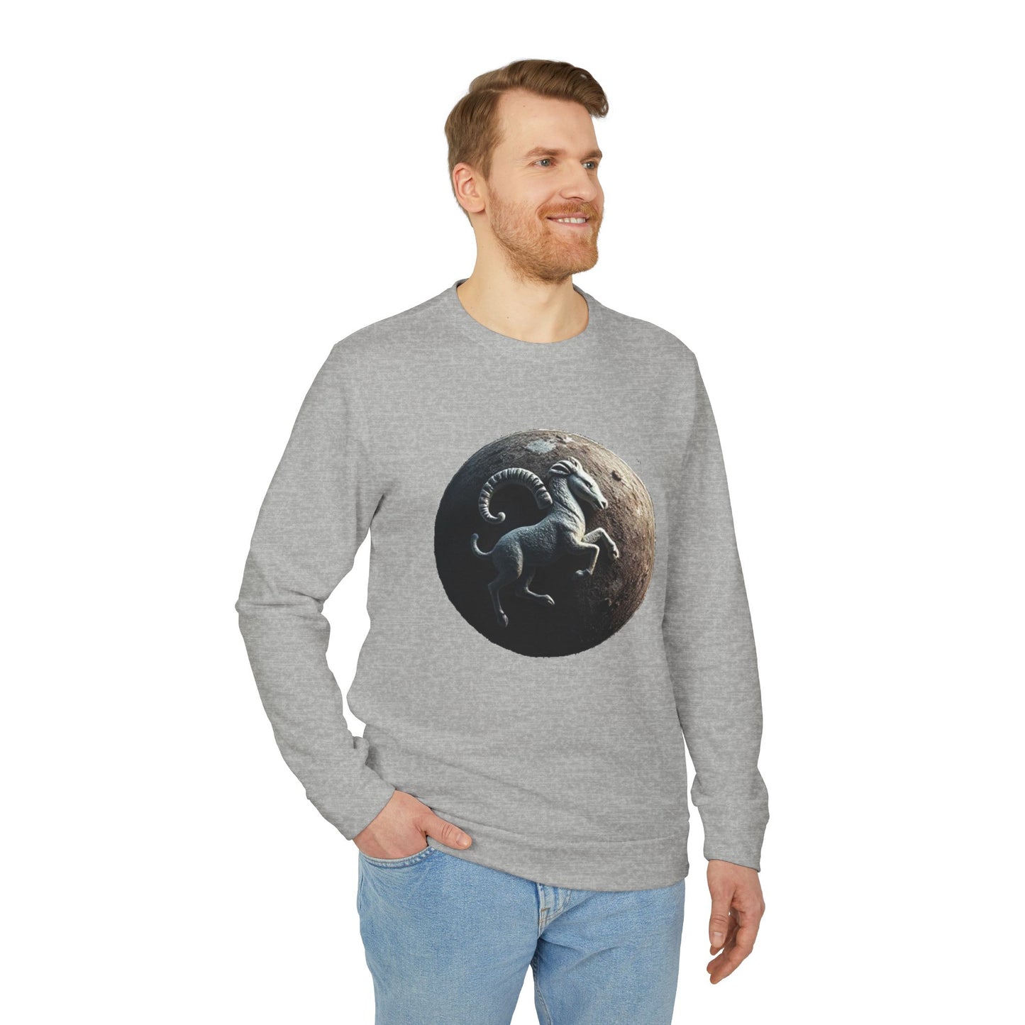 Adidas, Unisex Fleece Crewneck Sweatshirt, Aries, Planet Animal, Zodiac