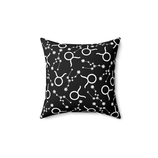 Zodiac Spun Polyester Square Pillow Taurus Zodiac Sign Black Pillow