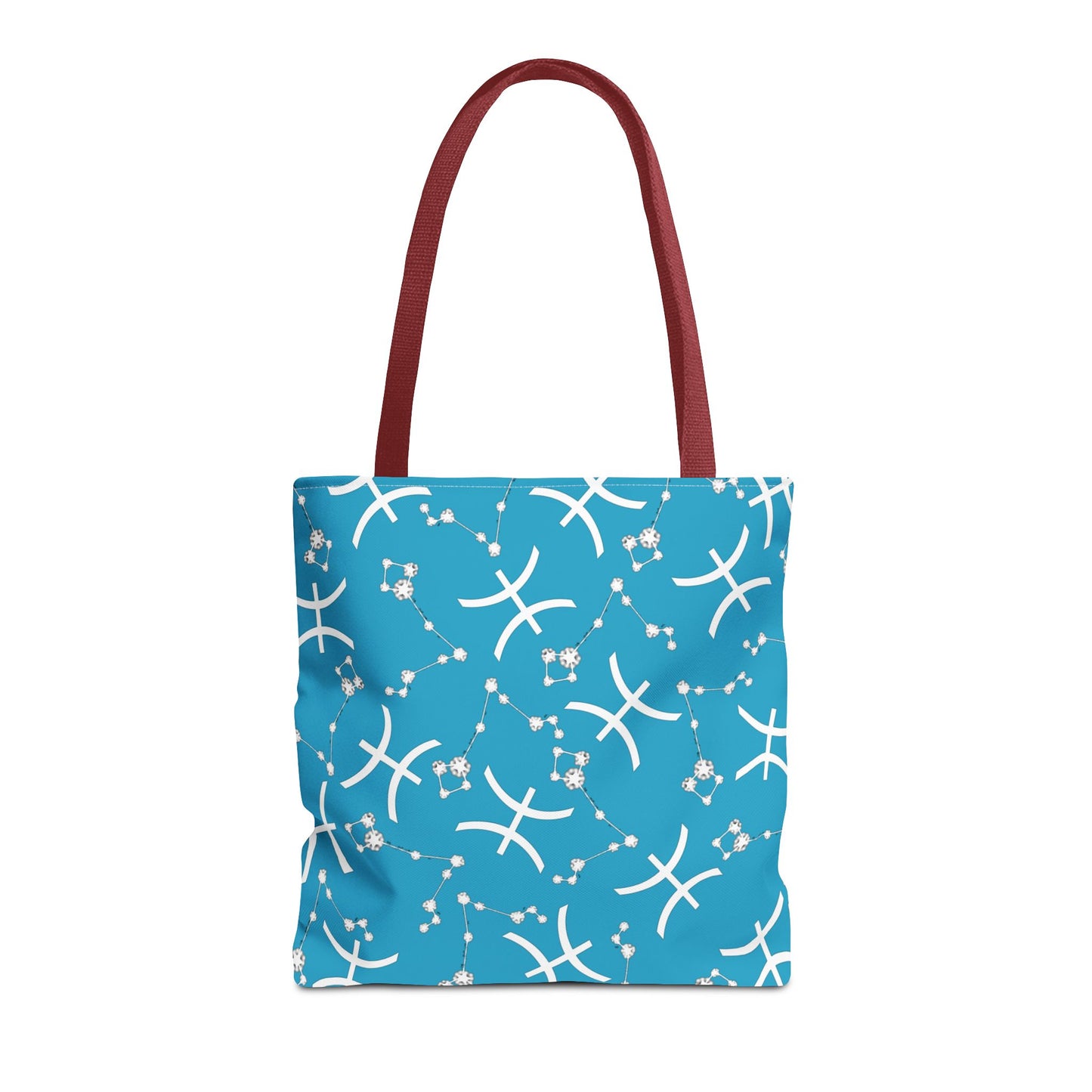 Tote Bag, Pisces Zodiac Sign, AOP, (Turquoise, White)