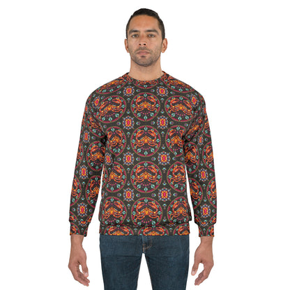 Unisex Sweatshirt (AOP), Cancer, Zodiac v3, Jewel Pattern