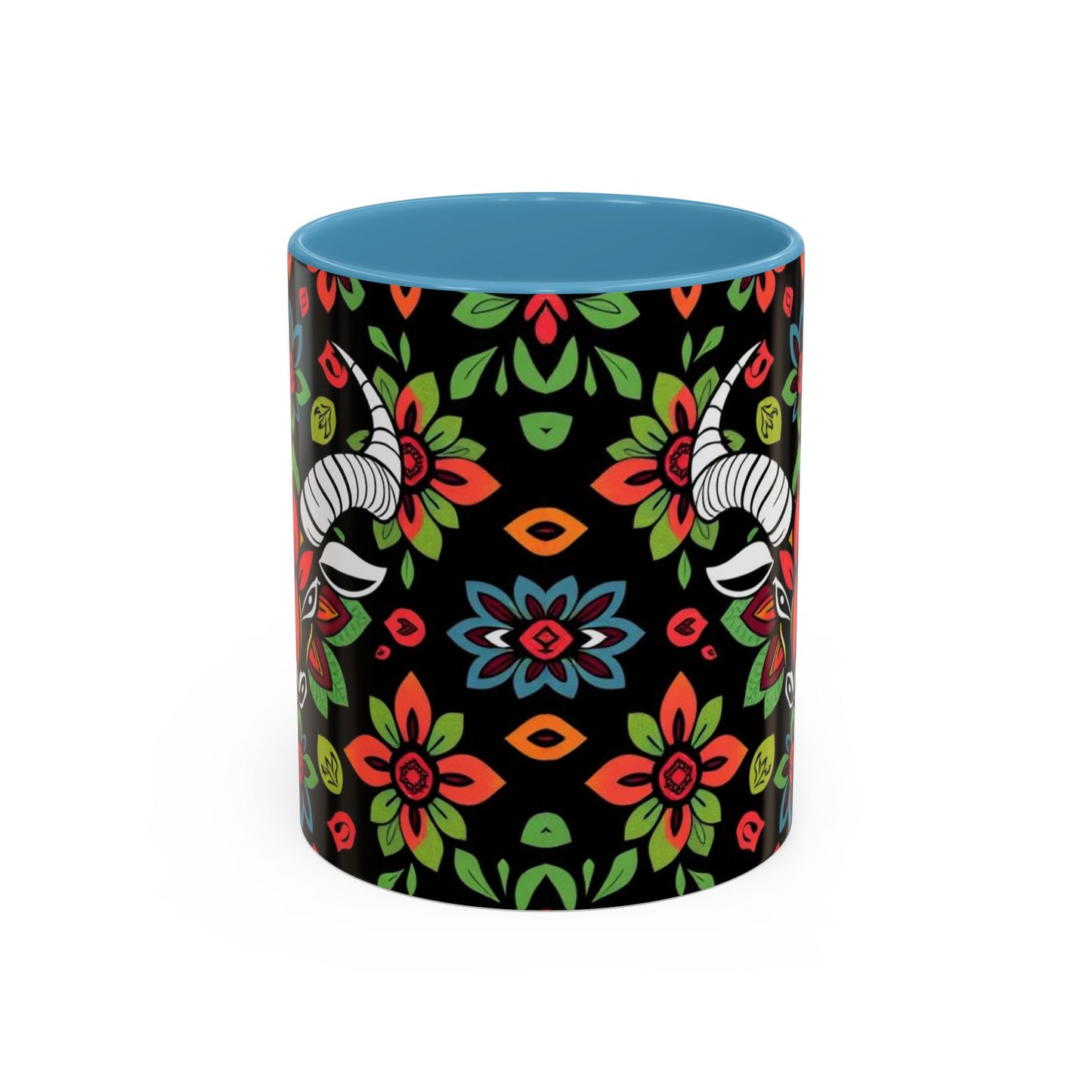 Accent Coffee Mug, Taurus, Zodiac v2. Flower Pattern, (11, 15oz)