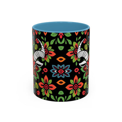 Accent Coffee Mug, Taurus, Zodiac v2. Flower Pattern, (11, 15oz)