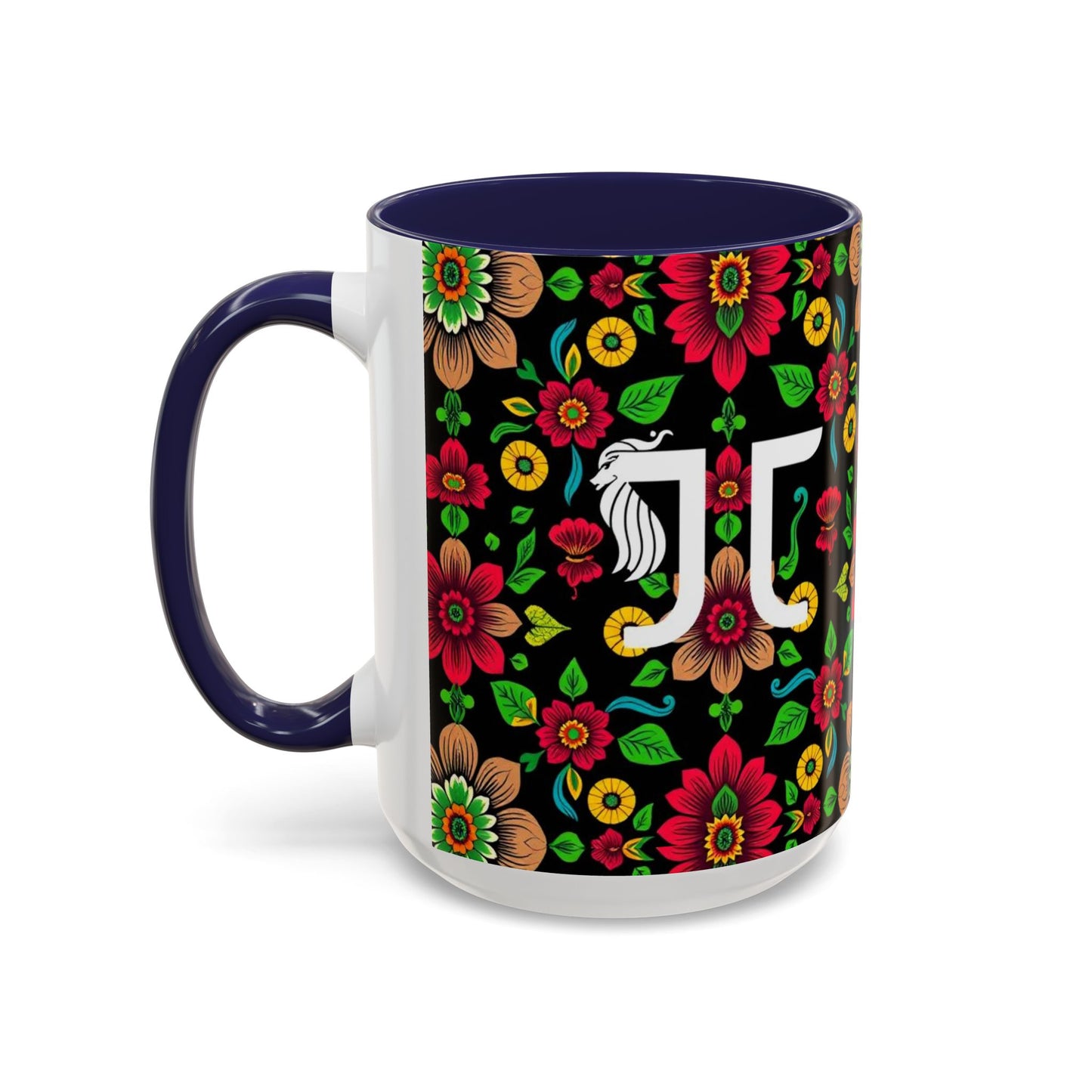 Accent Coffee Mug, Gemini, Zodiac v4, Flower Pattern, (11, 15oz)