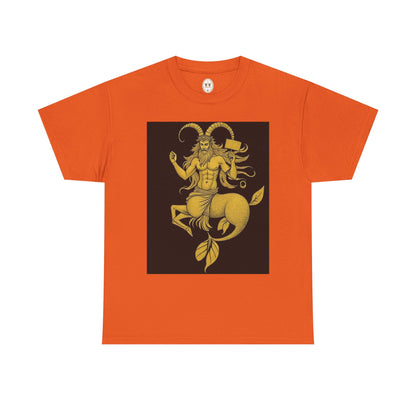 Unisex Heavy Cotton T-Shirt, Capricorn God, Zodiac Design