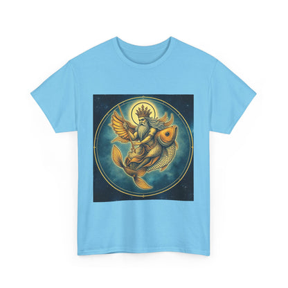 Unisex Heavy Cotton T-Shirt, Pisces King v1, Zodiac Design
