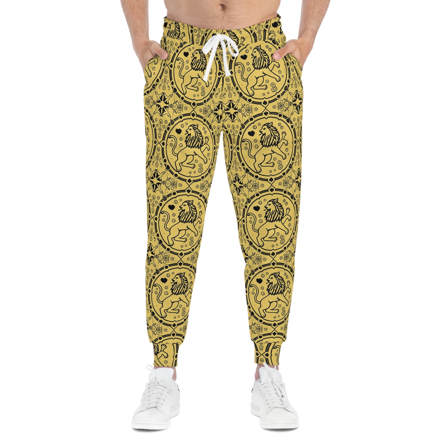 Athletic Joggers, Zodiac Design, Pattern v1, Leo, AOP