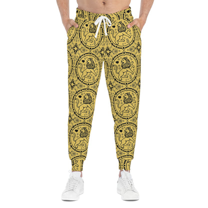 Athletic Joggers, Zodiac Design, Pattern v1, Leo, AOP