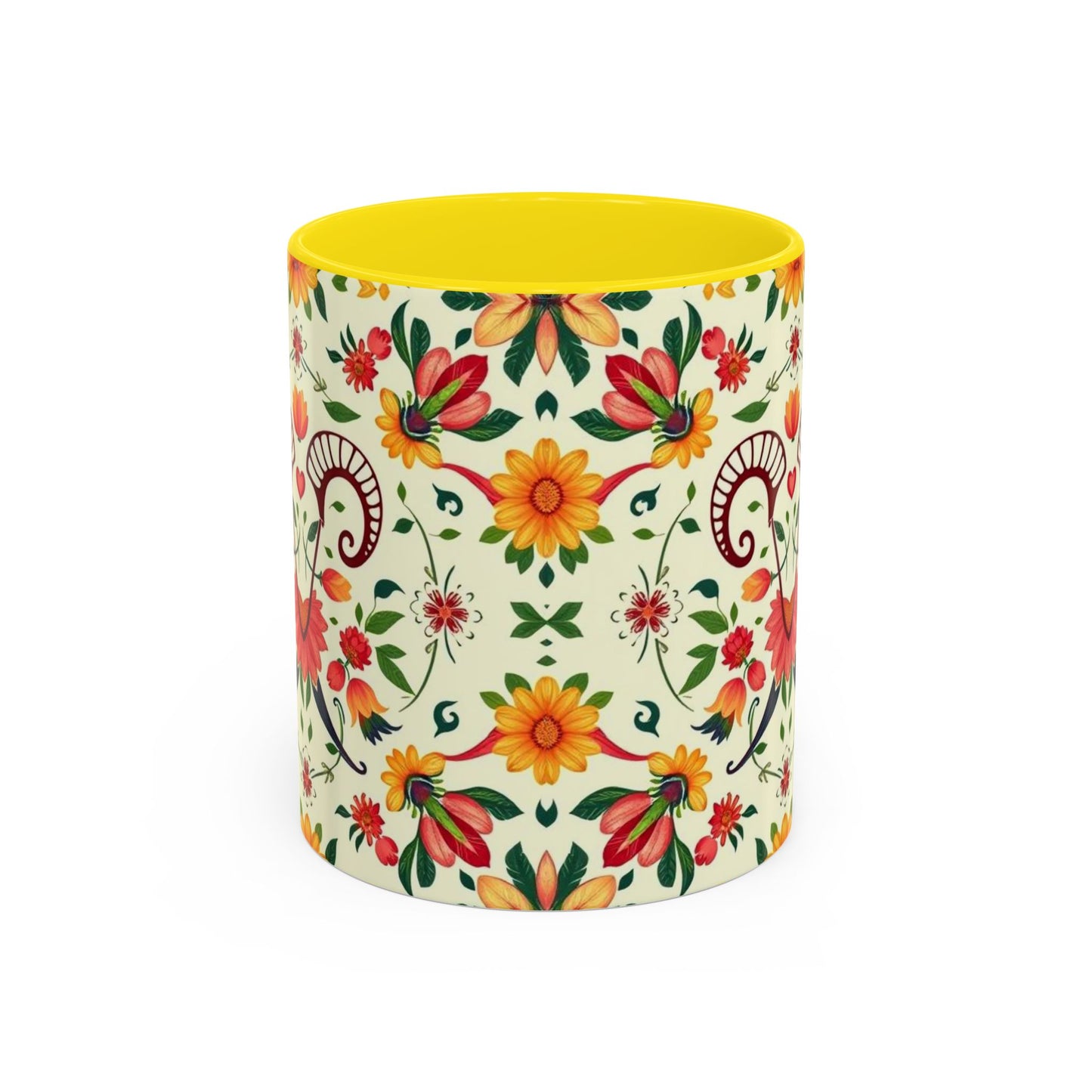 Accent Coffee Mug, Aries, Zodiac, Flower Pattern, (11, 15oz)