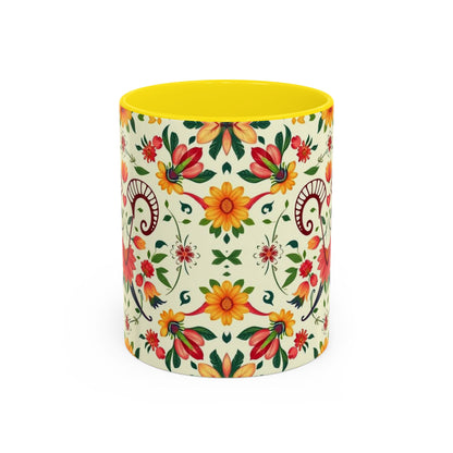 Accent Coffee Mug, Aries, Zodiac, Flower Pattern, (11, 15oz)