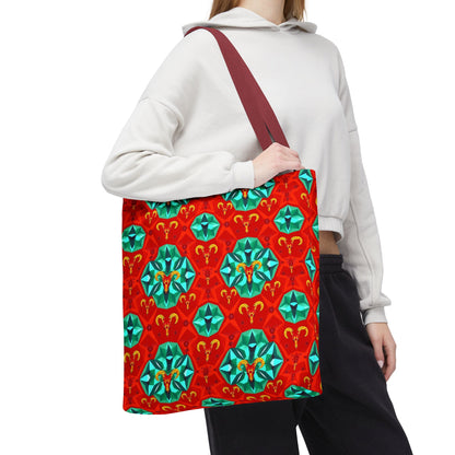 Tote Bag (AOP), Aries, Zodiac v1, Jewel Pattern