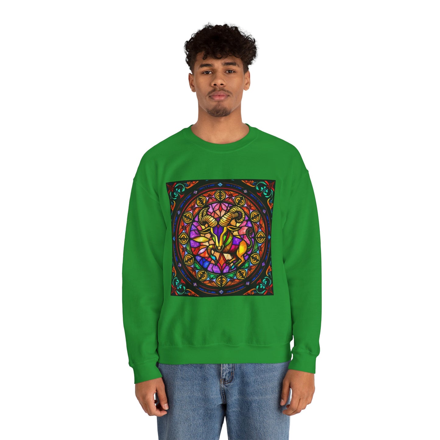 Unisex Heavy Blend™ Crewneck Sweatshirt, Glass 1, Taurus Zodiac Design