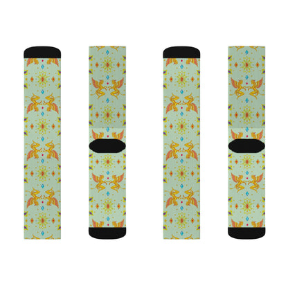 Sublimation Socks, Gemini, Zodiac v3, Jewel Pattern