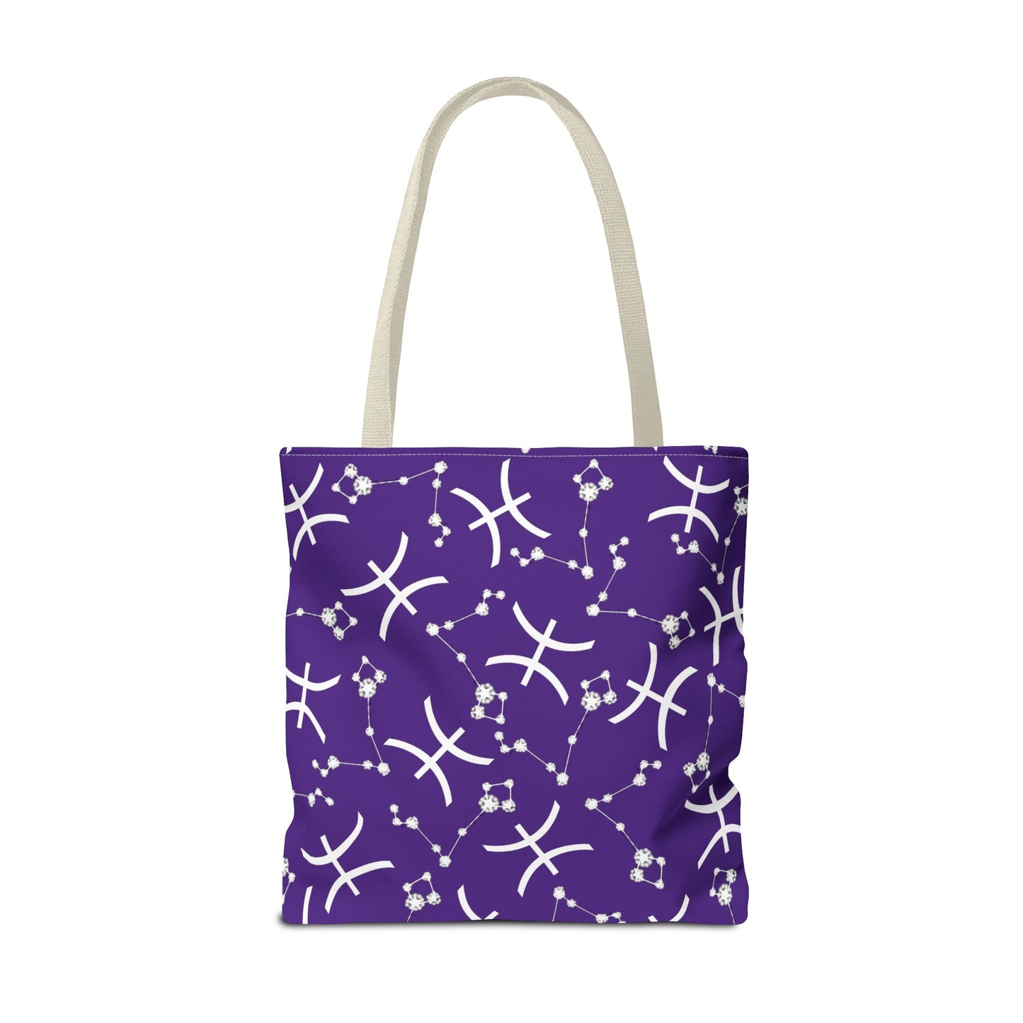 Tote Bag, Pisces Zodiac Sign, AOP, (Purple, White)