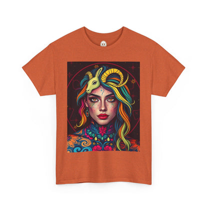 Unisex Heavy Cotton T-Shirt, Capricorn, Zodiac v2, Sexy Art