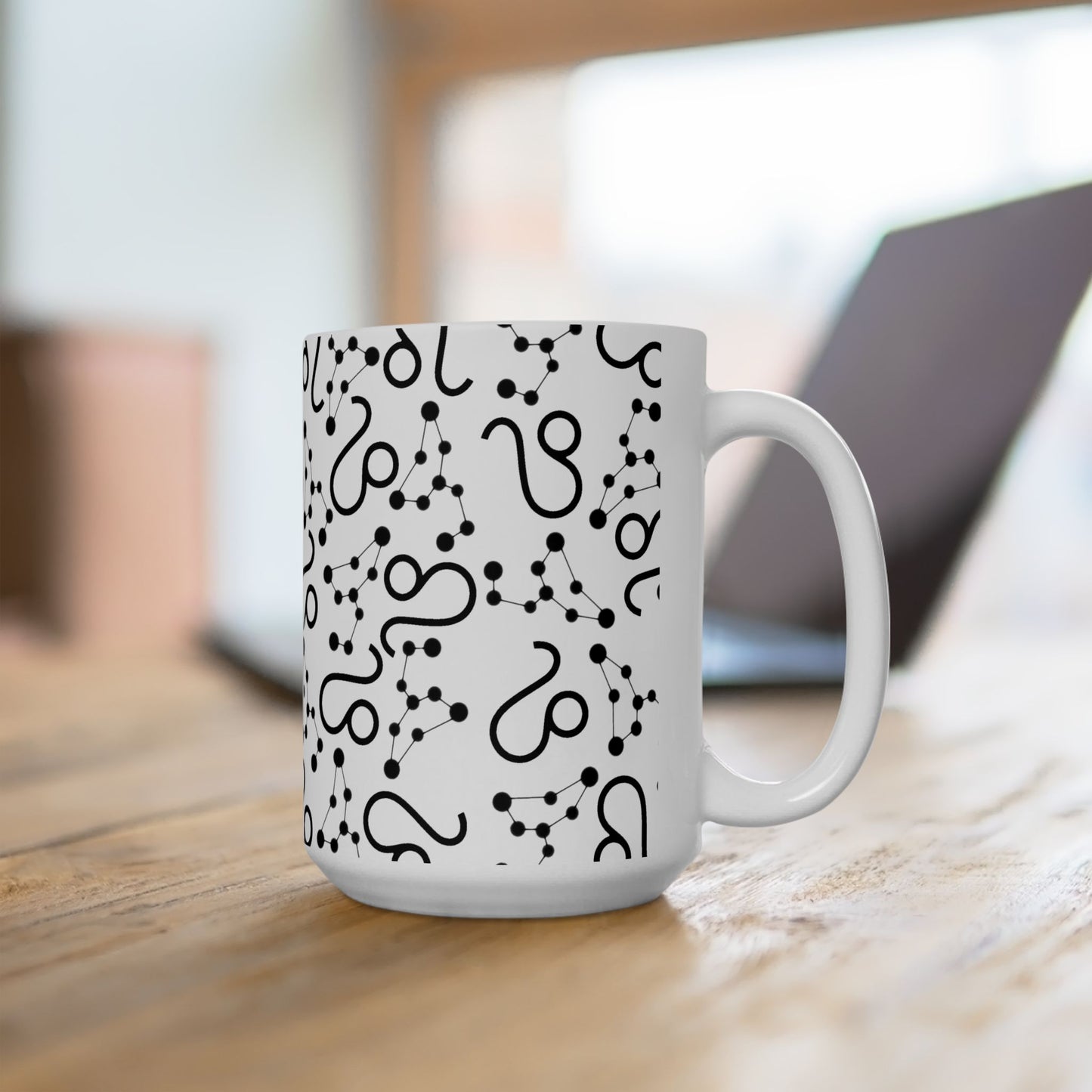 Ceramic Mug, (11oz, 15oz), Ceramic Coffee Mug, AOP, Leo Zodiac Design