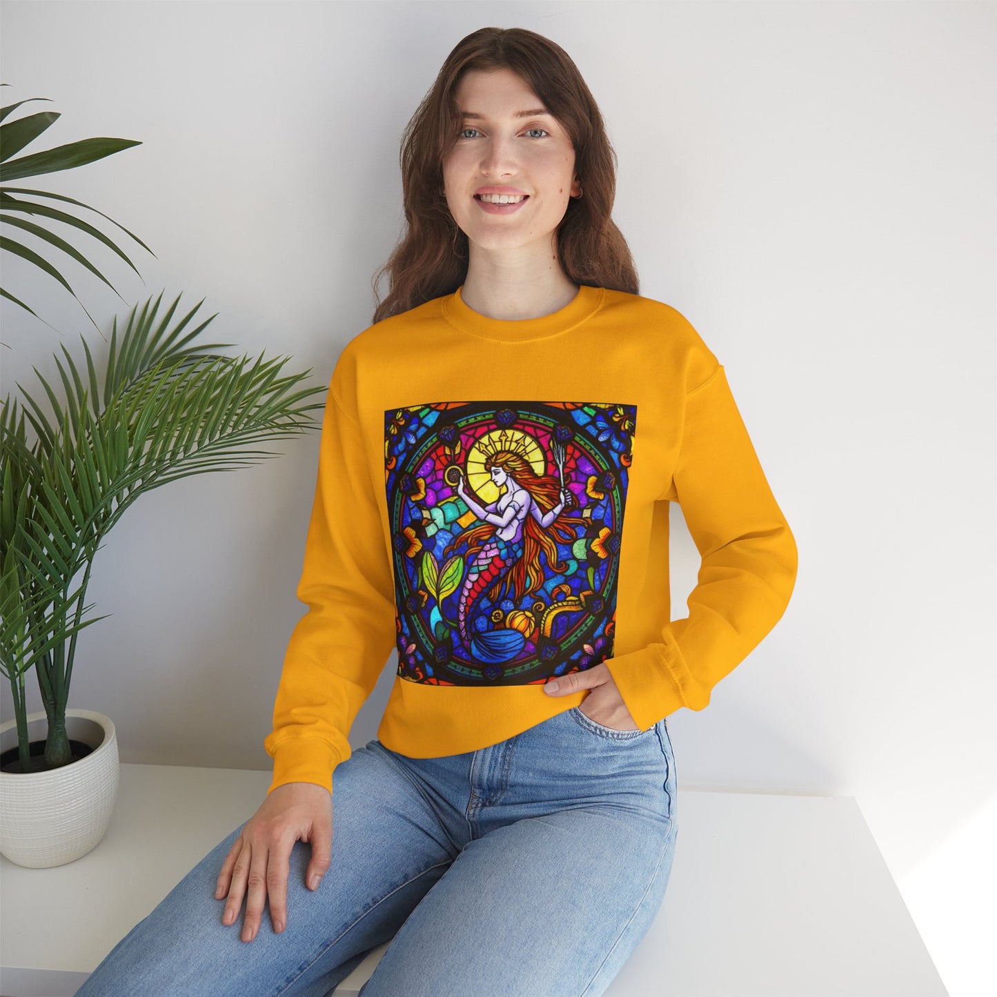 Unisex Heavy Blend™ Crewneck Sweatshirt, Glass 1, Aquarius Zodiac Design