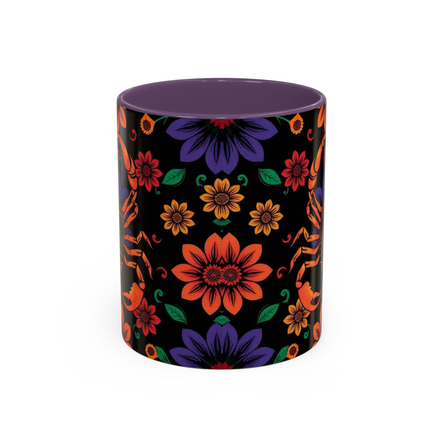 Accent Coffee Mug, Scorpio, Zodiac. Flower Pattern, (11, 15oz)