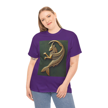 Unisex Heavy Cotton T-Shirt, Capricorn Animal v1, Symbol, Zodiac Design