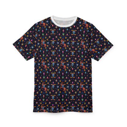 Unisex Cut & Sew T-Shirt, (AOP), Capricorn, Zodiac v2, Jewels Pattern