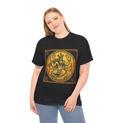 Unisex Heavy Cotton T-Shirt, Crab King v1, Cancer Zodiac Design