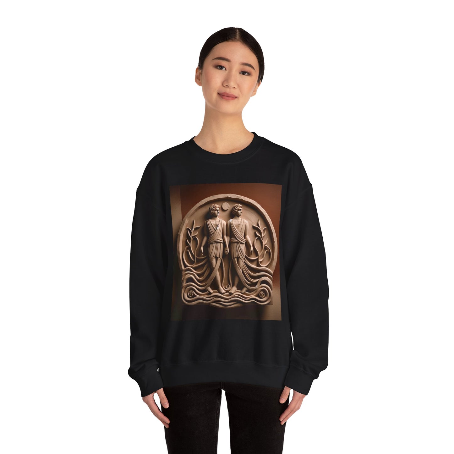 Unisex Heavy Blend™ Crewneck Sweatshirt, Stone Twins, Gemini Zodiac Design