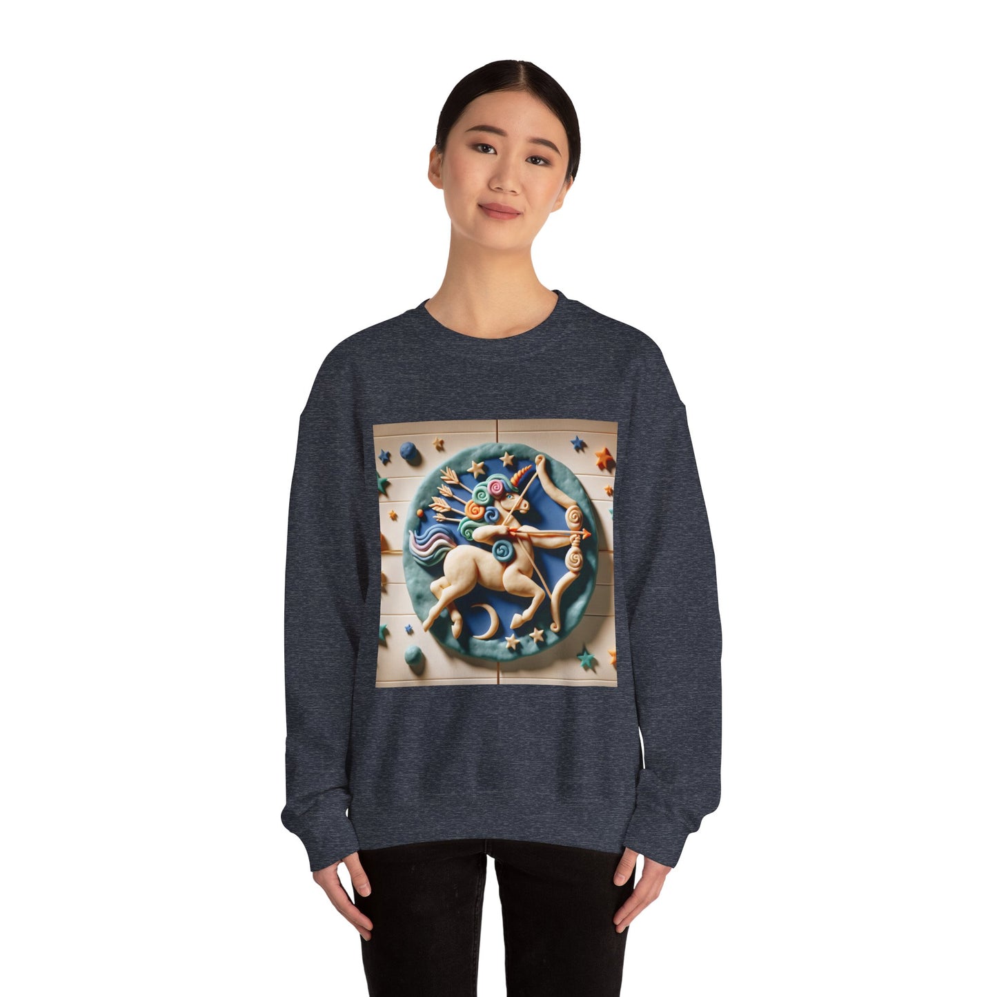 Unisex Heavy Blend™ Crewneck Sweatshirt, Colorful Horse, Sagittarius Zodiac Design