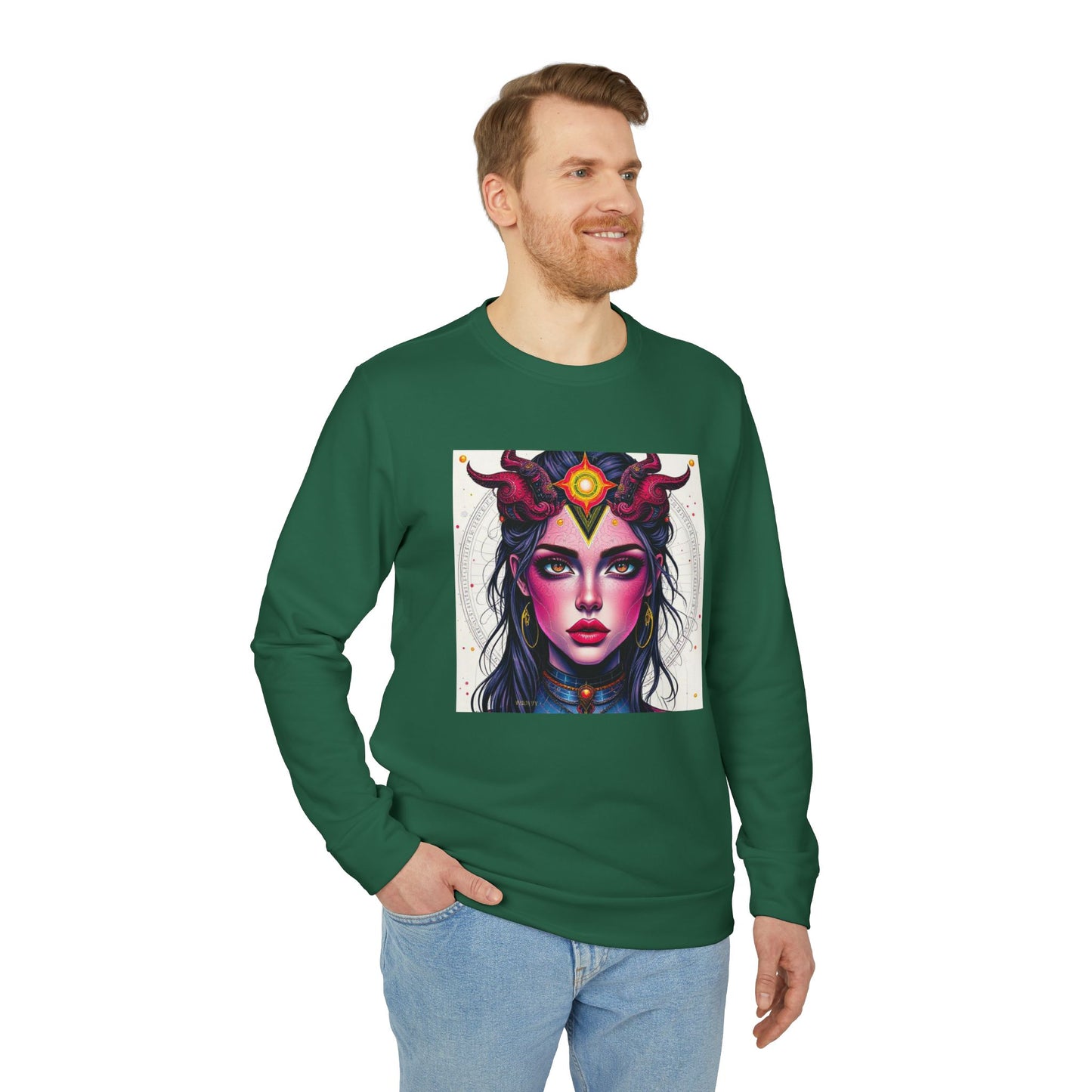 Adidas, Unisex Fleece Crewneck Sweatshirt, Virgo, Pop Art v1, Zodiac