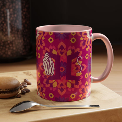 Accent Coffee Mug, Gemini, Zodiac v1, Flower Pattern, (11, 15oz)