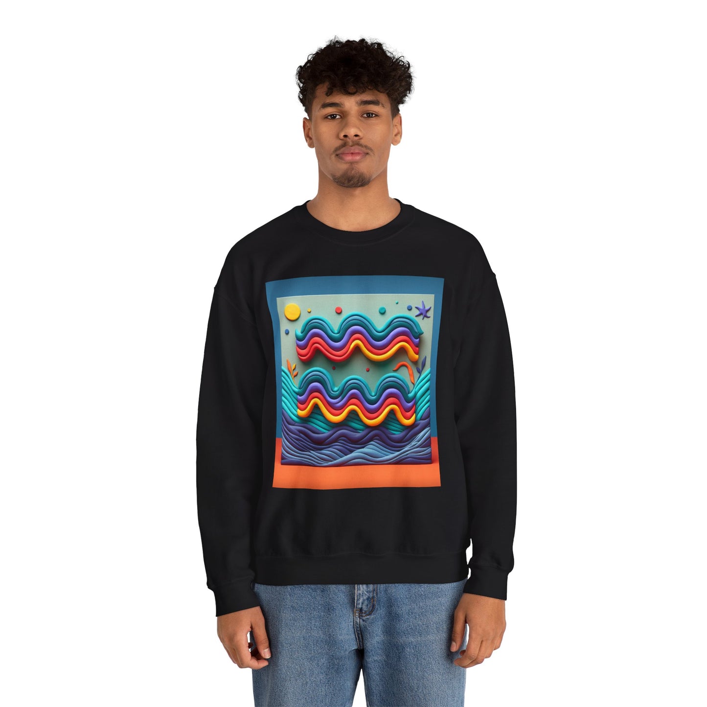 Unisex Heavy Blend™ Crewneck Sweatshirt, Water Painting, Aquarius Zodiac Design