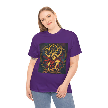 Unisex Heavy Cotton T-Shirt, Aries God 3v, Zodiac Design