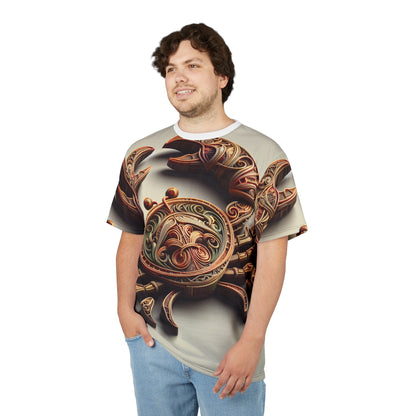 Unisex Cut & Sew T-Shirt (AOP), Artifact Crab, Cancer Zodiac Design, Regular fit, 100% Polyester