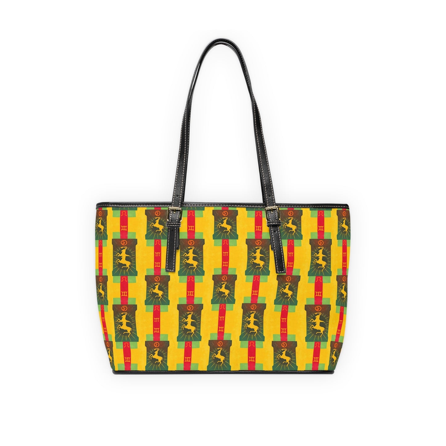 Leather Shoulder Bag, Capricorn, Zodiac v4, Shapes Pattern