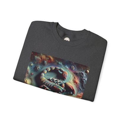 Unisex Heavy Blend™ Crewneck Sweatshirt, Trippy Mist Scorpion, Scorpio Zodiac Design