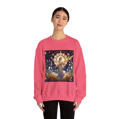 Unisex Heavy Blend™ Crewneck Sweatshirt, anime girl in wheat field, Virgo Zodiac Design