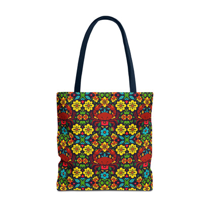 Tote Bag, (AOP), Cancer, Zodiac v4, Flower Pattern
