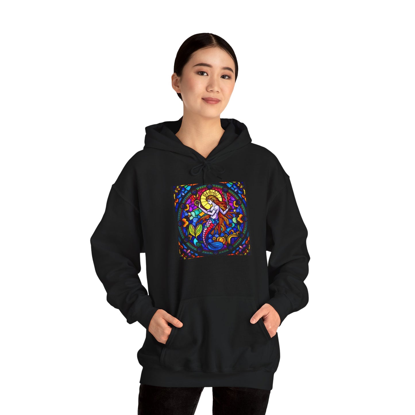 Unisex Heavy Blend™ Hooded Sweatshirt with glass Aquarius zodiac design