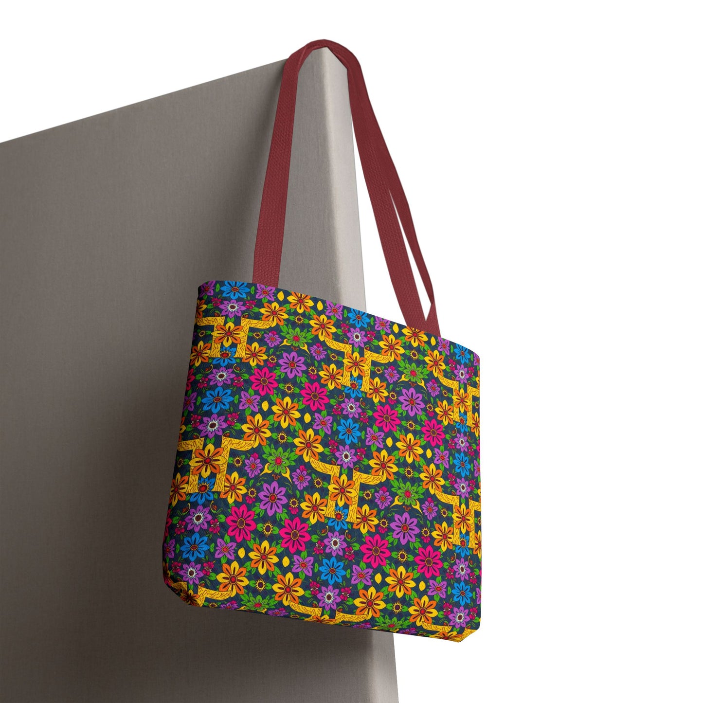 Tote Bag, (AOP), Gemini, Zodiac v2, Flower Pattern