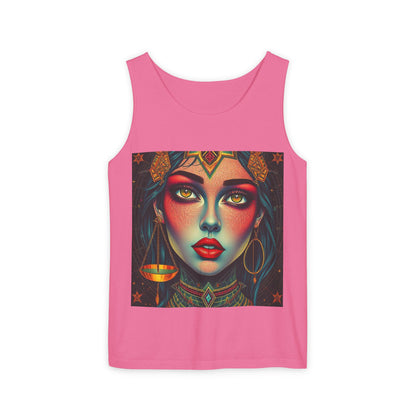 Unisex Garment-Dyed, Tank Top, Libra Design, Pop Art, 100% US cotton