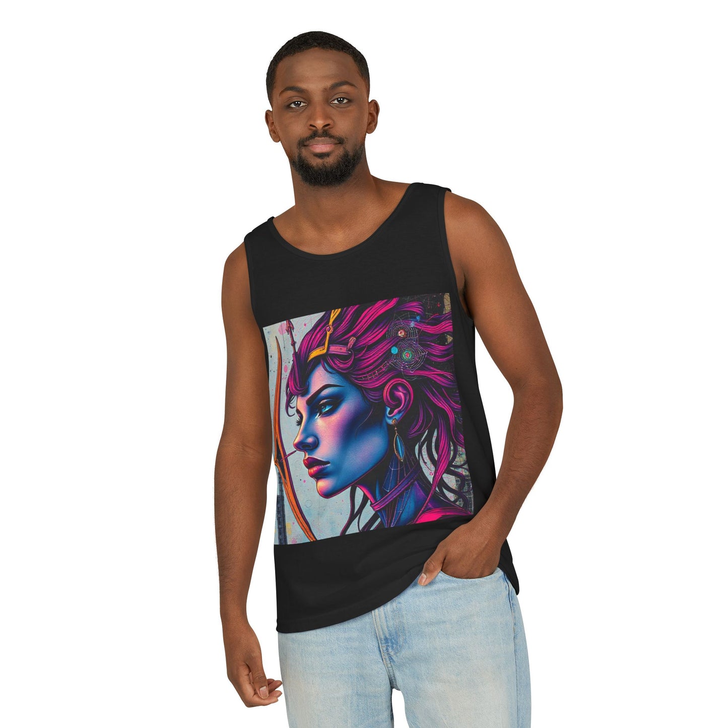 Unisex Garment-Dyed, Tank Top, Sagittarius Design, Pop Art, 100% US cotton