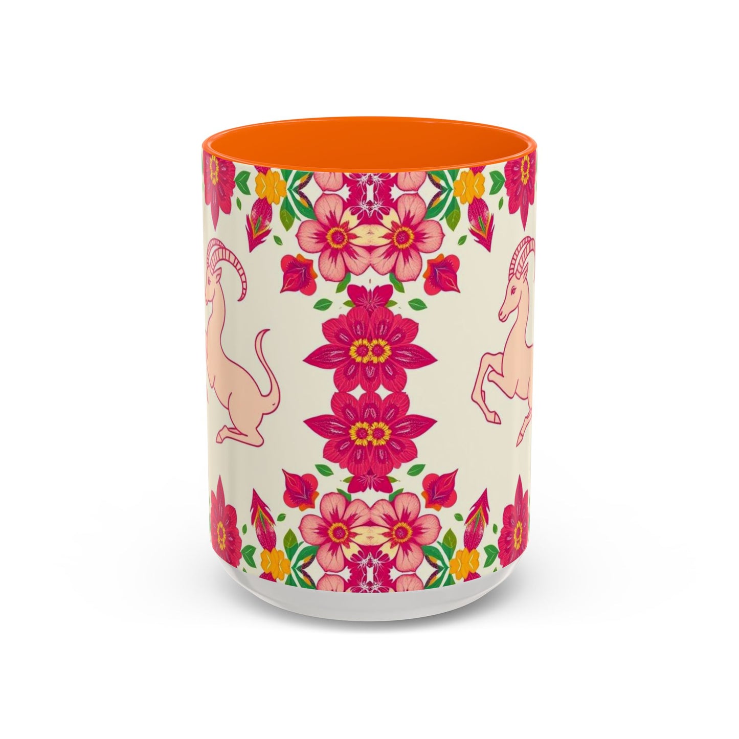 Accent Coffee Mug, Capricorn, Zodiac v2, Flower Pattern, (11, 15oz)