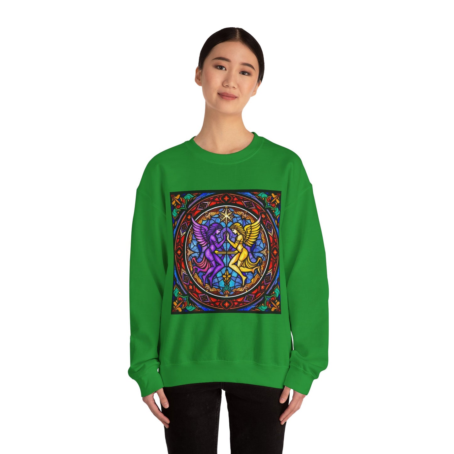Unisex Heavy Blend™ Crewneck Sweatshirt, Glass, Gemini Zodiac Design