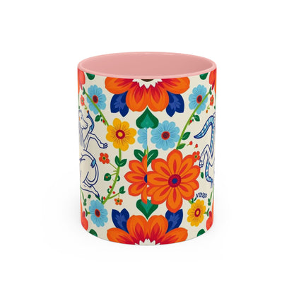 Accent Coffee Mug, Virgo, Zodiac v2. Flower Pattern, (11, 15oz)