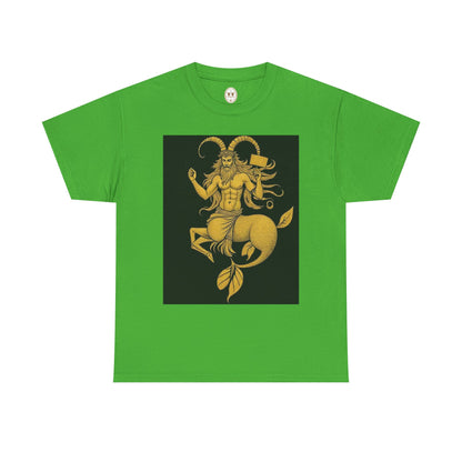 Unisex Heavy Cotton T-Shirt, Capricorn God, Zodiac Design
