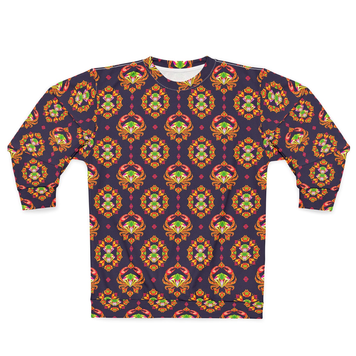 Unisex Sweatshirt (AOP), Cancer, Zodiac v4, Jewel Pattern