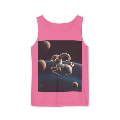 Unisex Garment-Dyed, Tank Top, Aries Design, Planet Animal v1, 100% US cotton