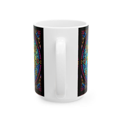 Ceramic Mug, (11oz, 15oz), Ceramic Coffee Mug, AOP, Glass Design v1, Capricorn Zodiac