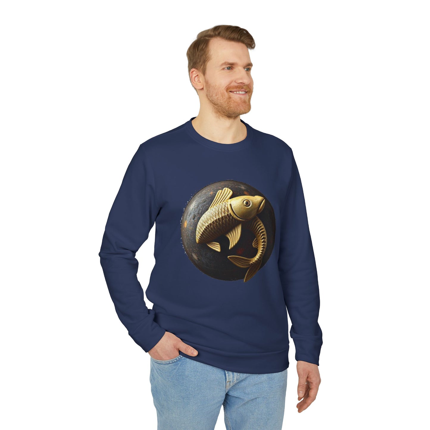 Adidas, Unisex Fleece Crewneck Sweatshirt, Pisces, Space Animal, Zodiac